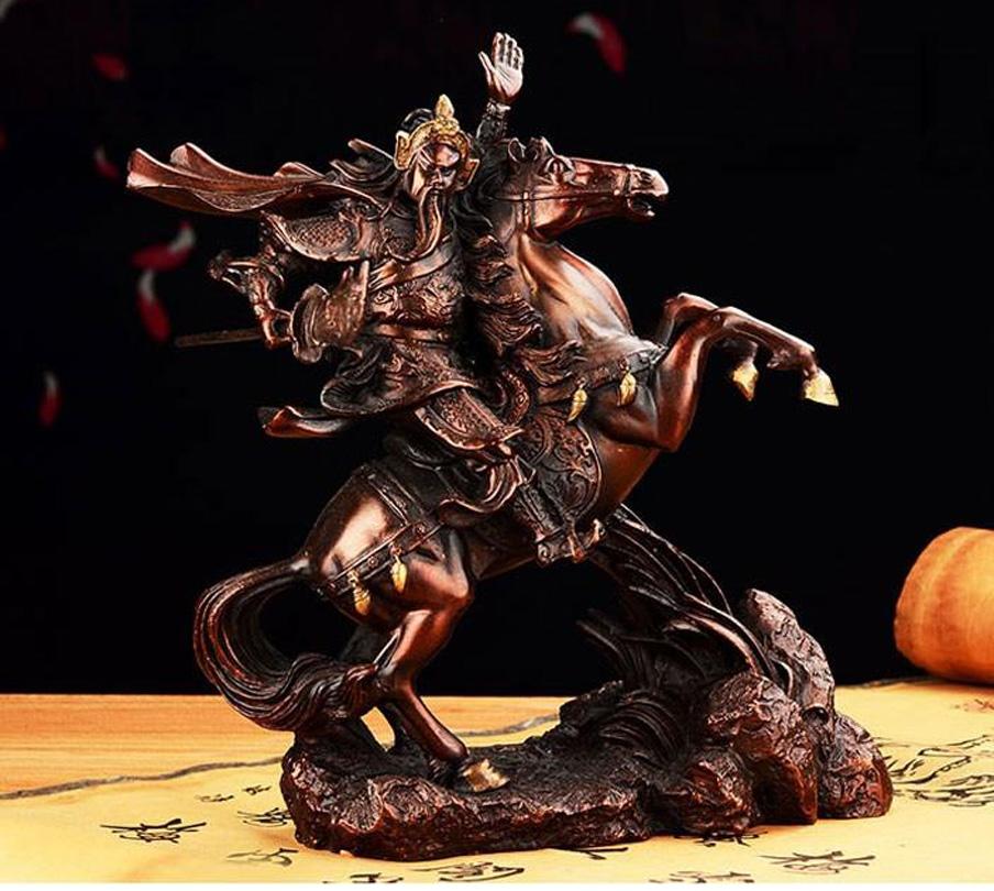 Tượng Quan Công Cưỡi Ngựa Xích Thố bằng Đồng Thau cao 18.5 cm nặng 1200g -Phong thủy mang lại sự thịnh vượng, trí tuệ và tiền bạc trong kinh doanh