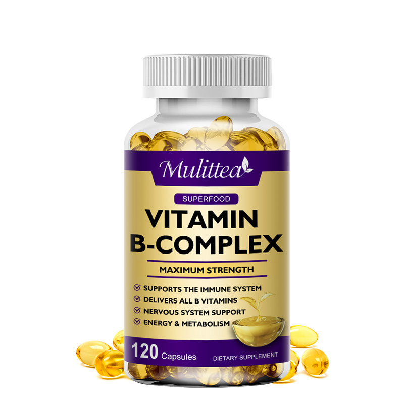 Mulittea Vitamin B Complex Capsules (B12, B1, B2, B3, B5, B6, B7, B9, Folate và Biotin) để giảm căng thẳng, hỗ trợ tâm trạng tốt hơn và giúp hệ thần kinh khỏe mạnh và năng lượng