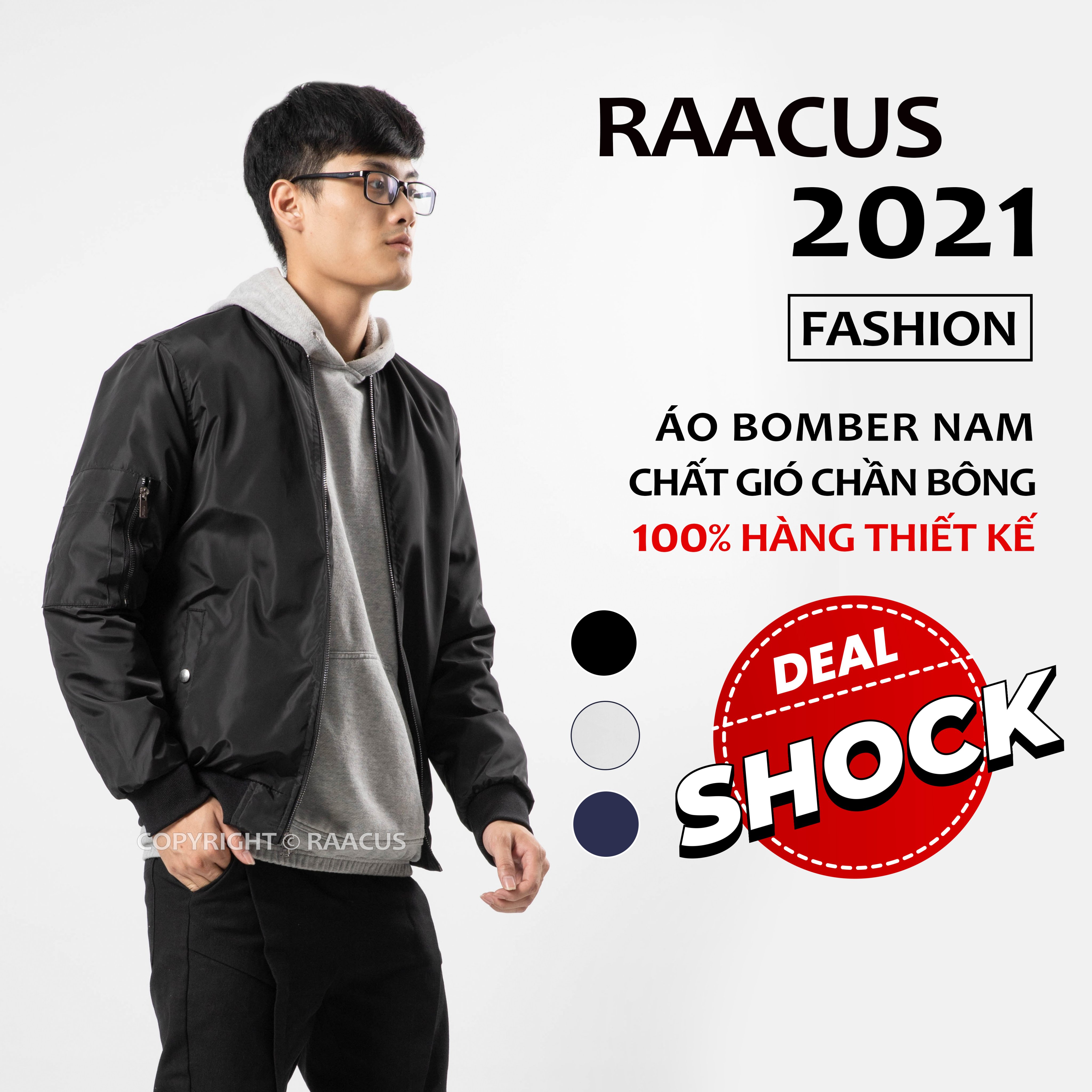 Áo khoác bomber nam gió chần bông 5mm raacusstore, áo khoác gió nam chống nước 98% -d1ak345