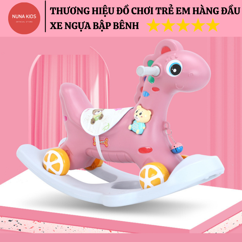 Ngựa bập bênh cho bé Xe ngựa bập bênh có bánh xe cho bé - Xe chòi chân đa năng 2in1 có nhạc