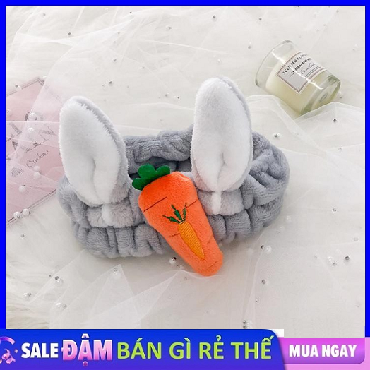 Băng đô trang điểm nữ bờm tóc rửa mặt cho bé gái cài tóc makeup nam phụ kiện tóc spa vải nhung nơ Hàn Quốc tai thỏ cà rốt