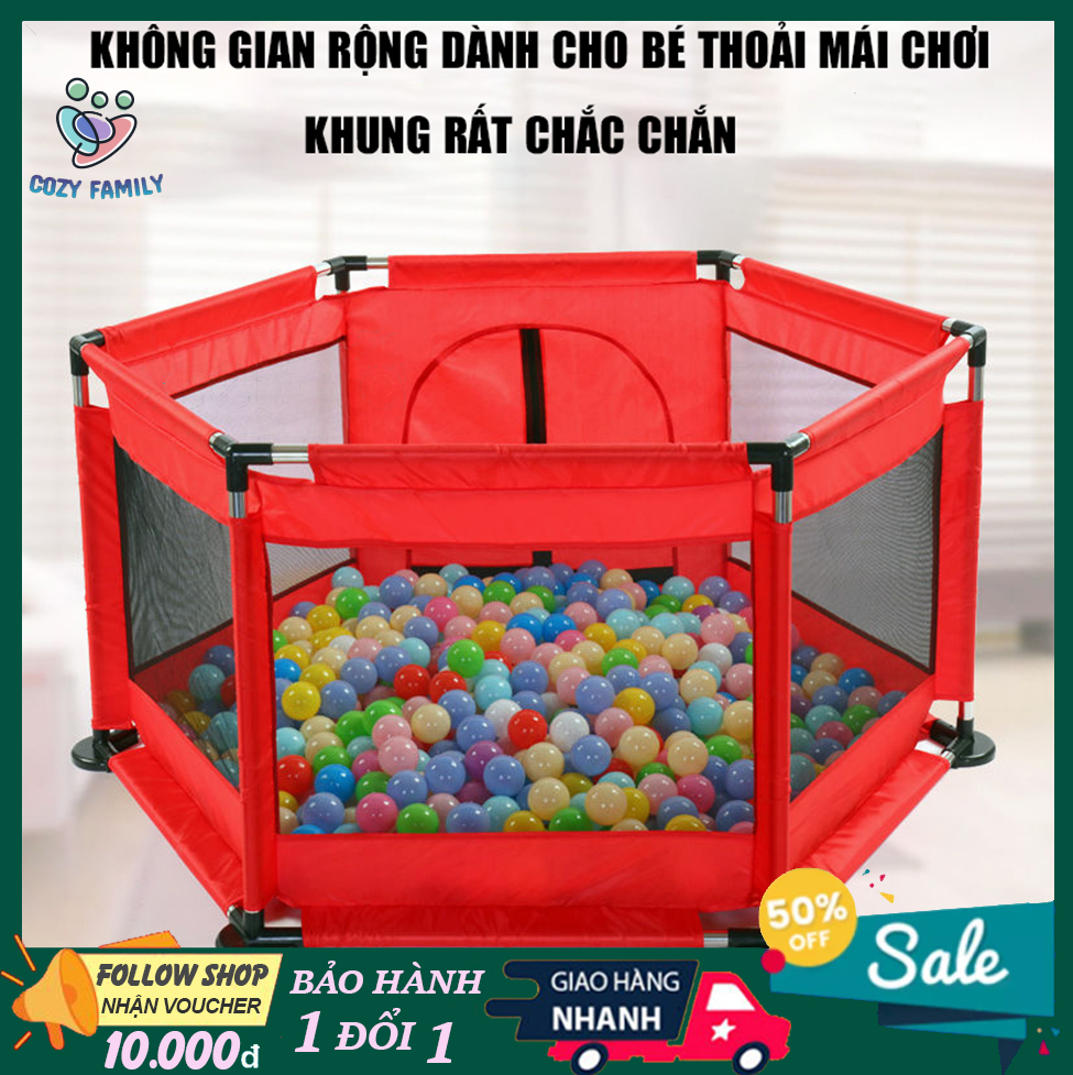 Nhà bóng Mini, quây cũi cho bé, khung thép không gỉ chịu lực cực tốt, tặng kèm ngay 10 trái bóng nhiều màu sắc