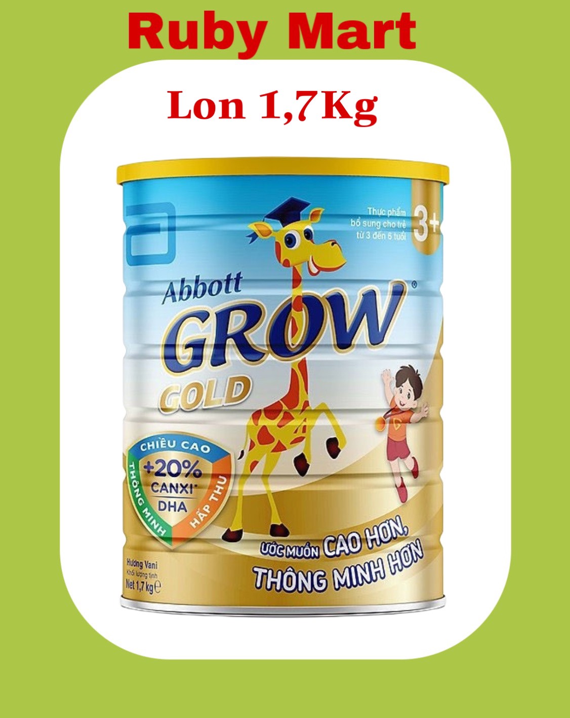 Sữa bột Abbott Grow Gold 3+ lon 1,7 kg cho trẻ 3-6 tuổi