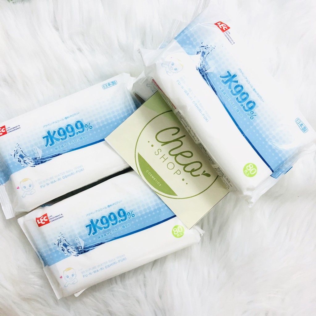 Combo 3 gói khăn giấy ướt lec tinh khiết 99,9% e161 80 tờ