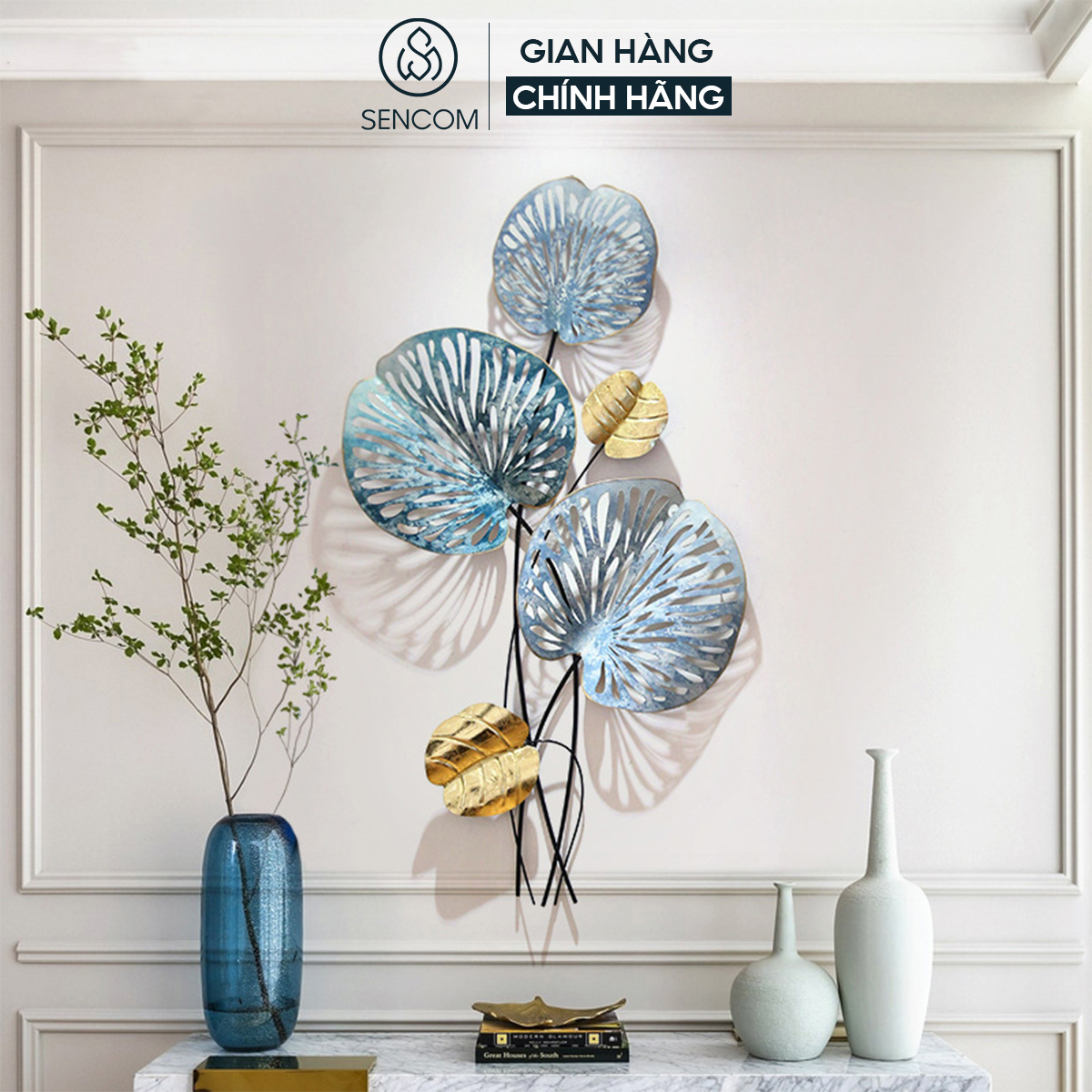 Tranh sắt treo tường nghệ thuật lá bèo SENCOM đồ vật decor trang trí nhà cửa MÃ B115