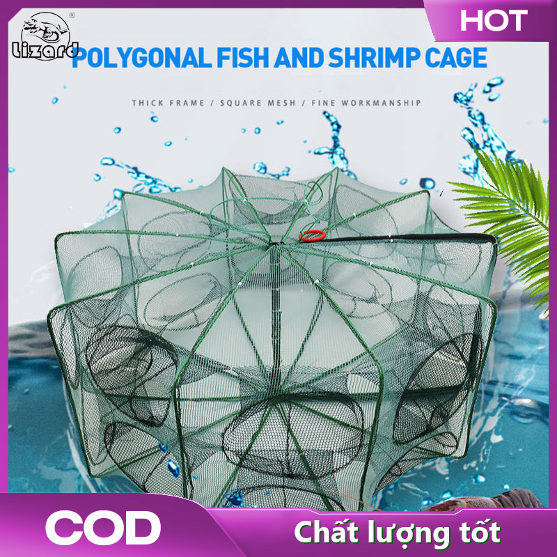 LIZARD Square polygonal fishing net Shrimp cage fishing net Shrimp net Fishing cage Lobster net fishing artifact Loach cage Yellow eel net