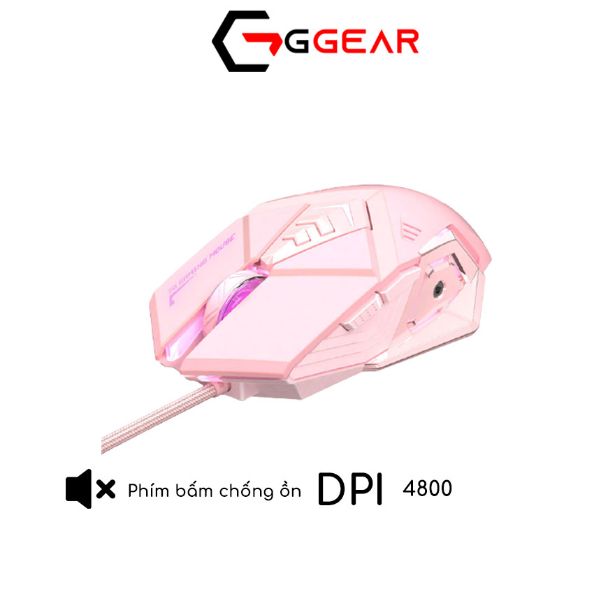 Chuột gaming GGear - Màu hồng 4800 dpi chống ồn chống xước GPW5
