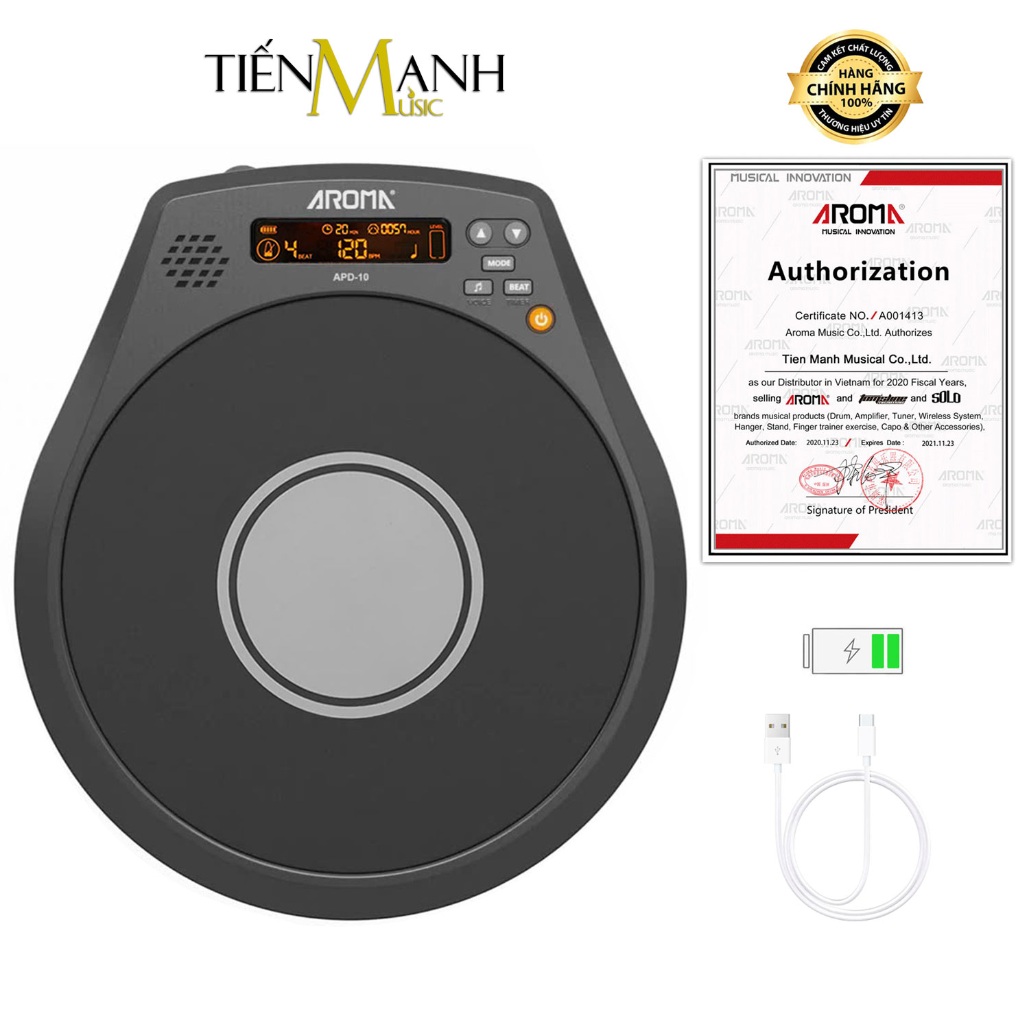 [Chính Hãng] Mặt Trống Tập Điện Tử Đa Năng Có Loa Aroma APD10 - Drum Pad APD-10
