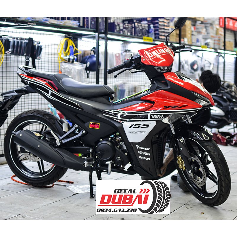 Tem trùm exciter 155 đỏ trắng ohlins đẹp
