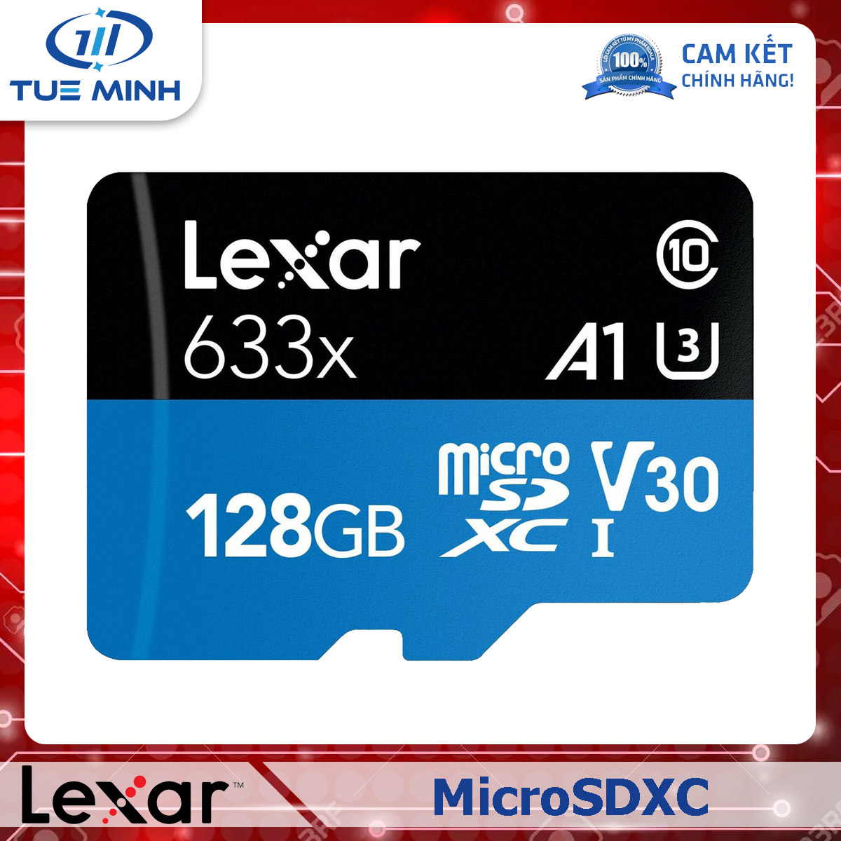Thẻ nhớ Lexar 128GB Micro SD Card SDXC UHS-I High Performance 633x 100MB/s U3 4K w/adapter TF Memory Card