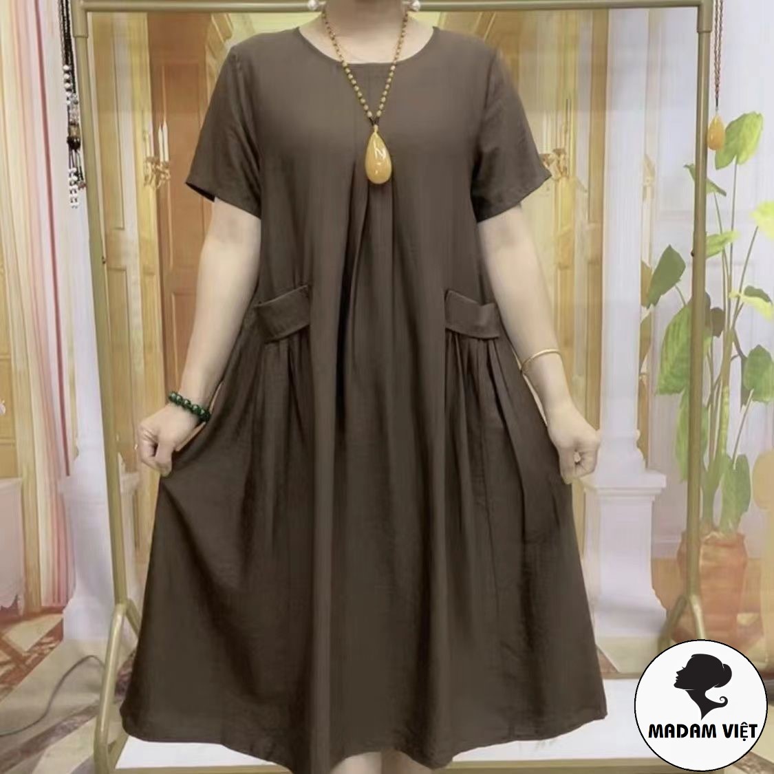 Bộ váy đầm trung niên chất lụa cao cấp sang trọng lịch sự quý phái