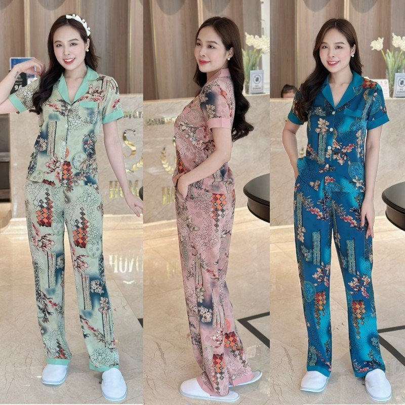 Set bộ họa tiết pijama có túi - ms0289
