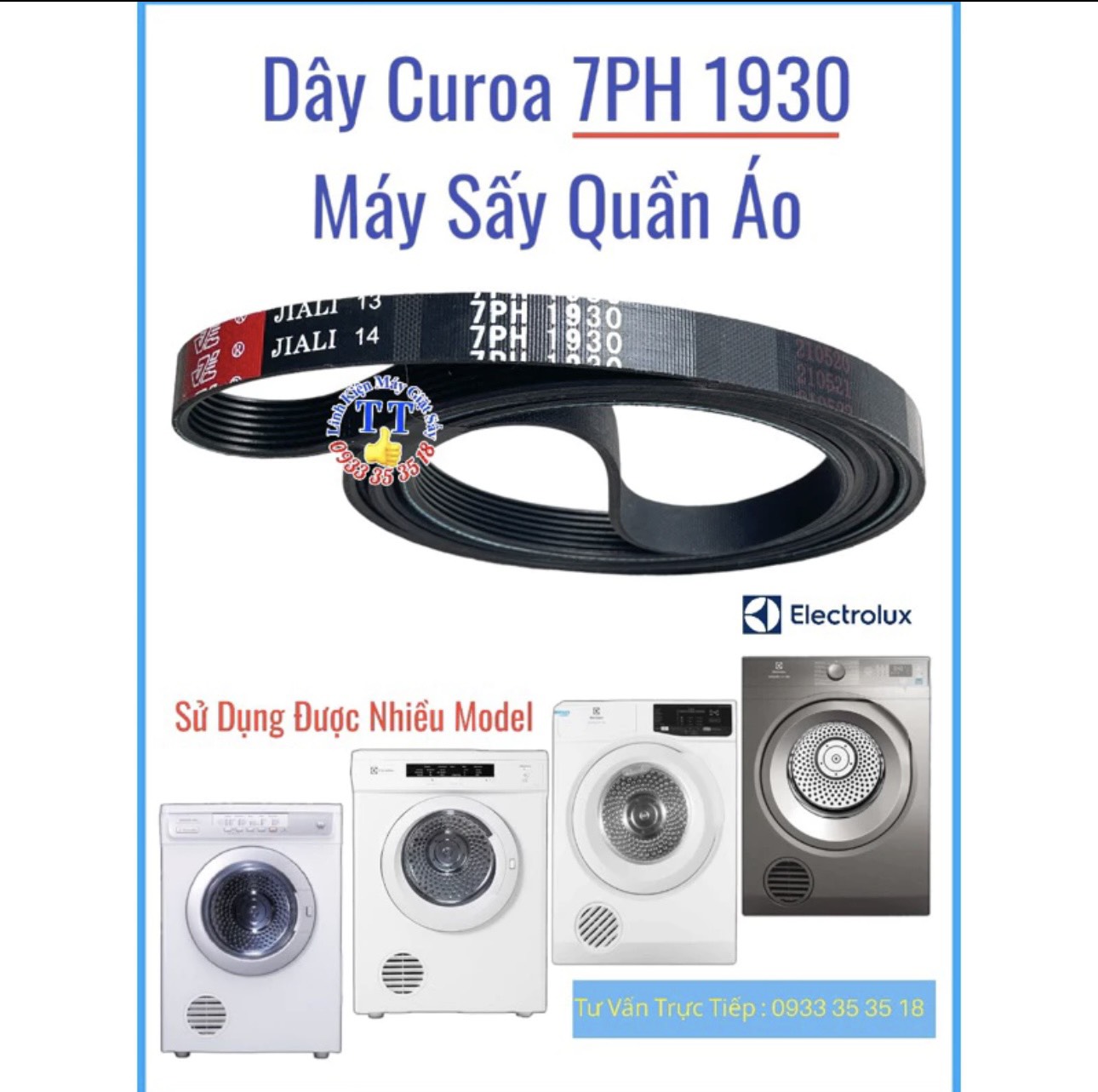 [HCM]Dây Curoa 1930 - 7rãnh Hàng xịn loại 1 sử dụng nhiều dòng model máy sấy Electrolux - EDV 600-705-7051-8052-7552...
