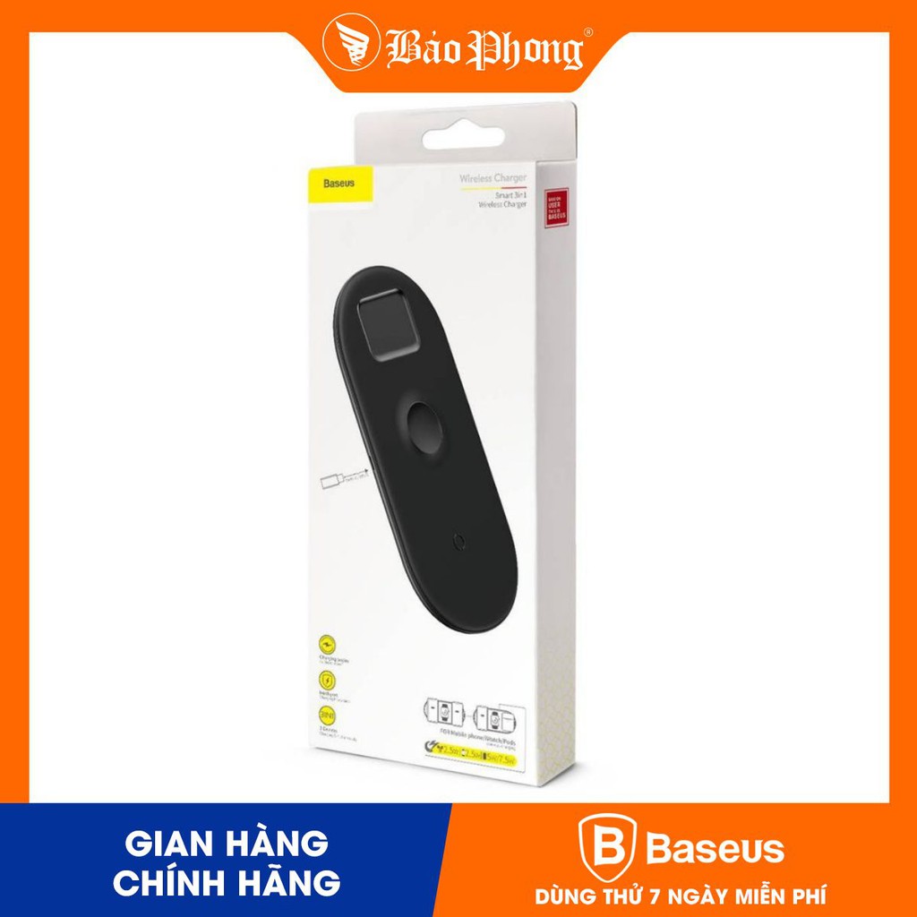 Dock sạc không dây 3 in 1 baseus 3in1 wireless charger for phone+watch+pods（18w max）wx3in1-c01/02