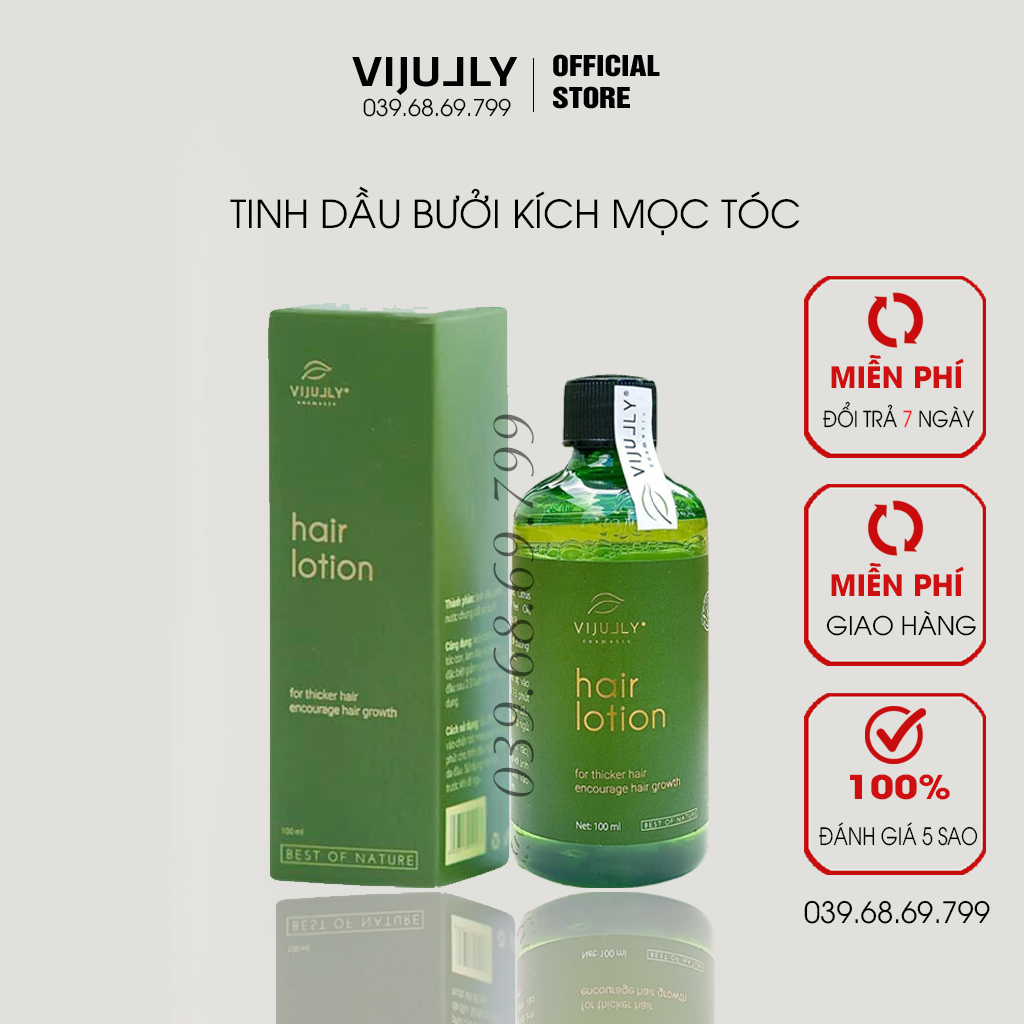 Tinh Dầu Bưởi Vijully, Giúp nuôi dưỡng tóc từ chân tóc tới ngọn, Kích thích mọc tóc, Nuôi dưỡng da đầu, ngăn rụng, giảm hói - 100ml