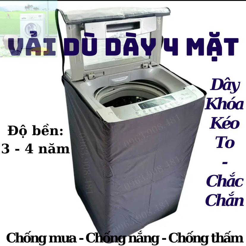 Áo Trùm Vỏ Bọc Máy Giặt Cửa Trên/ Cửa Đứng ( Vải Dù Siêu Bền )