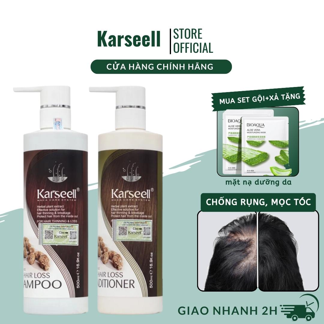 Dầu gội mọc tóc, trị rụng tóc dưỡng tóc dài và dày từ thảo dược Karseell macca anti hair loss 500mlx2 Chính Hãng
