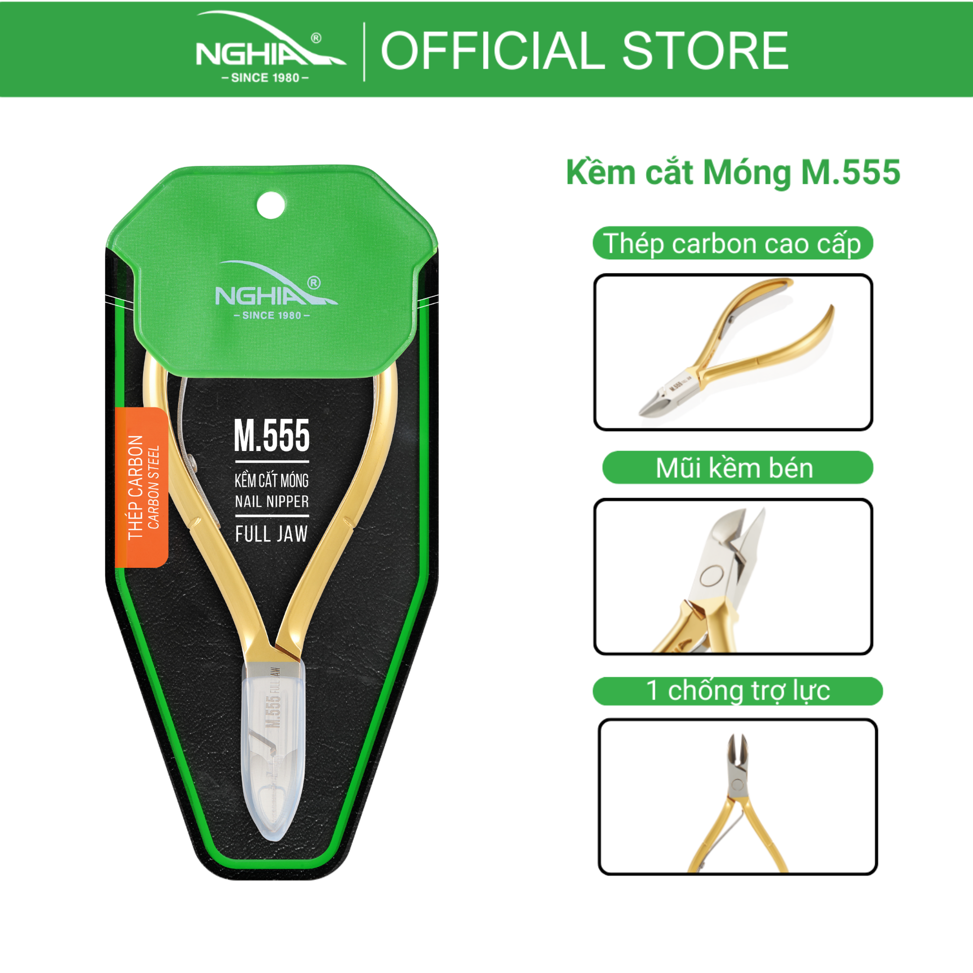 Kềm Cắt Móng Thép Chuyên Dụng Mạ Vàng 24K KỀM NGHĨA M.555