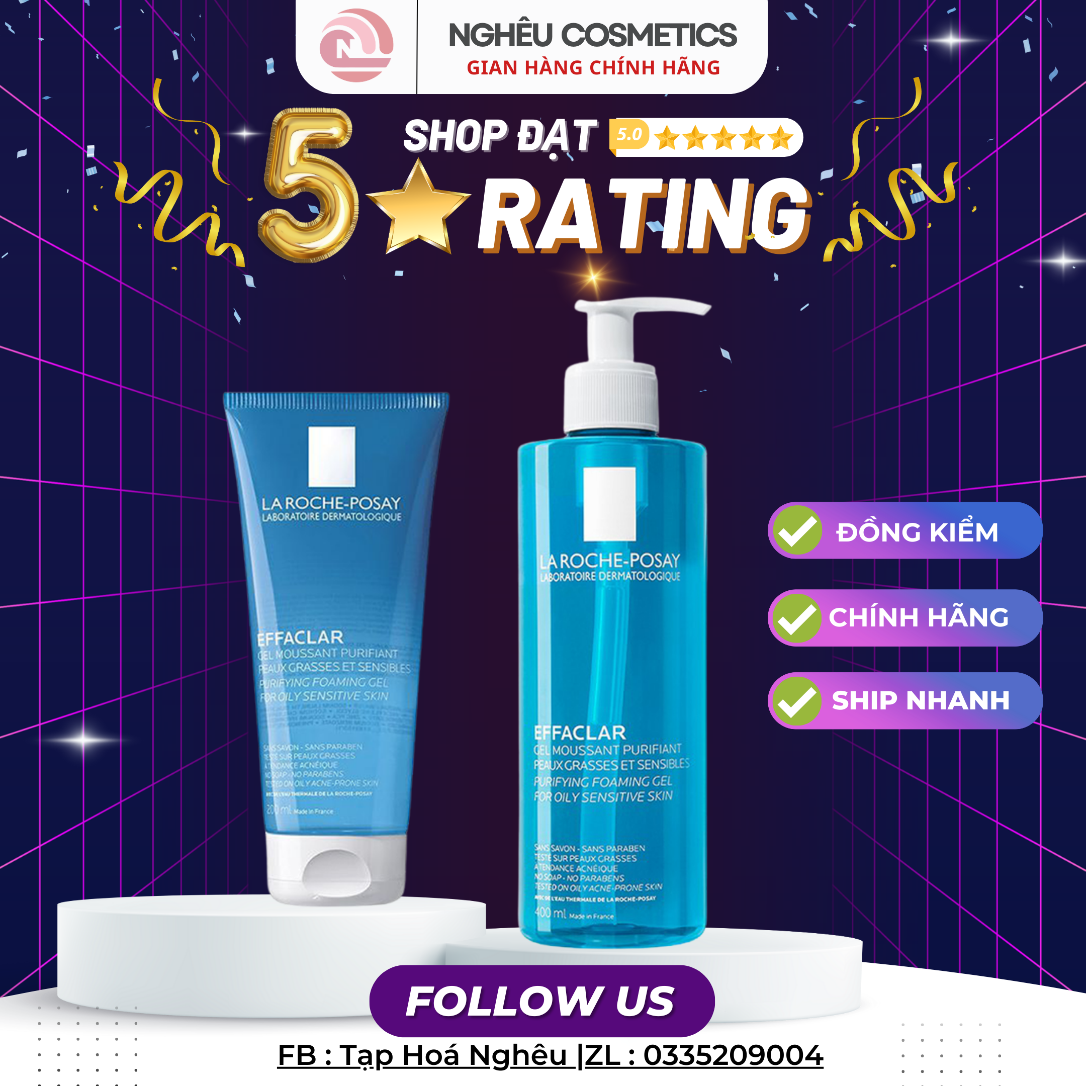 Sữa rửa mặt la roche posay cho da dầu mụn nhạy cảm 400ml