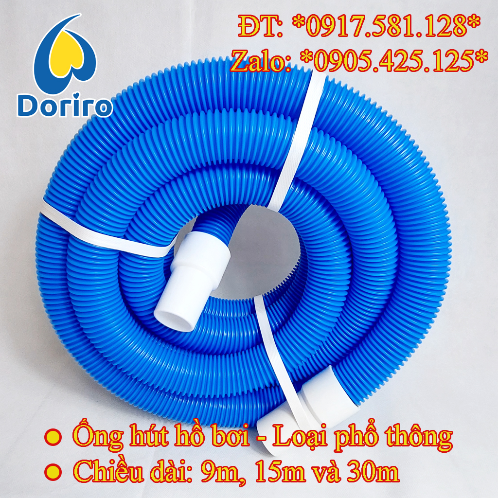 Ống hút nước hồ bơi 9 mét – Loại phổ thông, màu xanh dương. Ống mềm hút nước hồ bơi chuyên dụng.