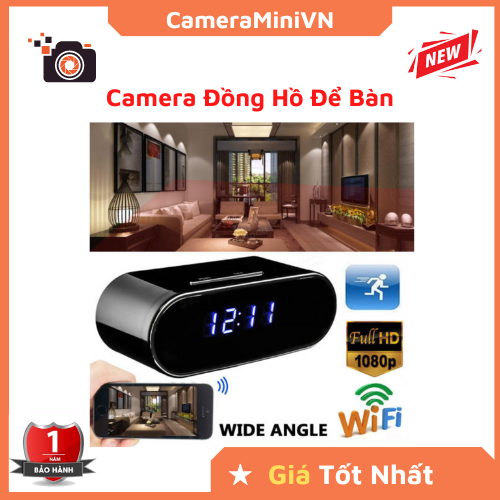 Camera Mini Đồng Hồ Để Bàn LED, Camera Giau Kin Chất Lượng Full HD