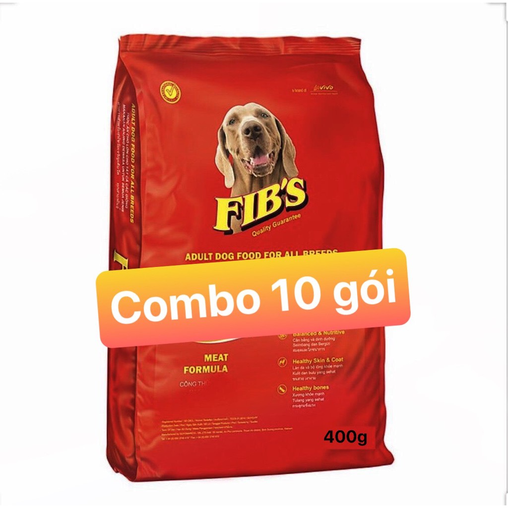 Combo 10 gói thức ăn cho chó - hạt cho chó giá rẻ - thức ăn cho chó - fib's 400gr