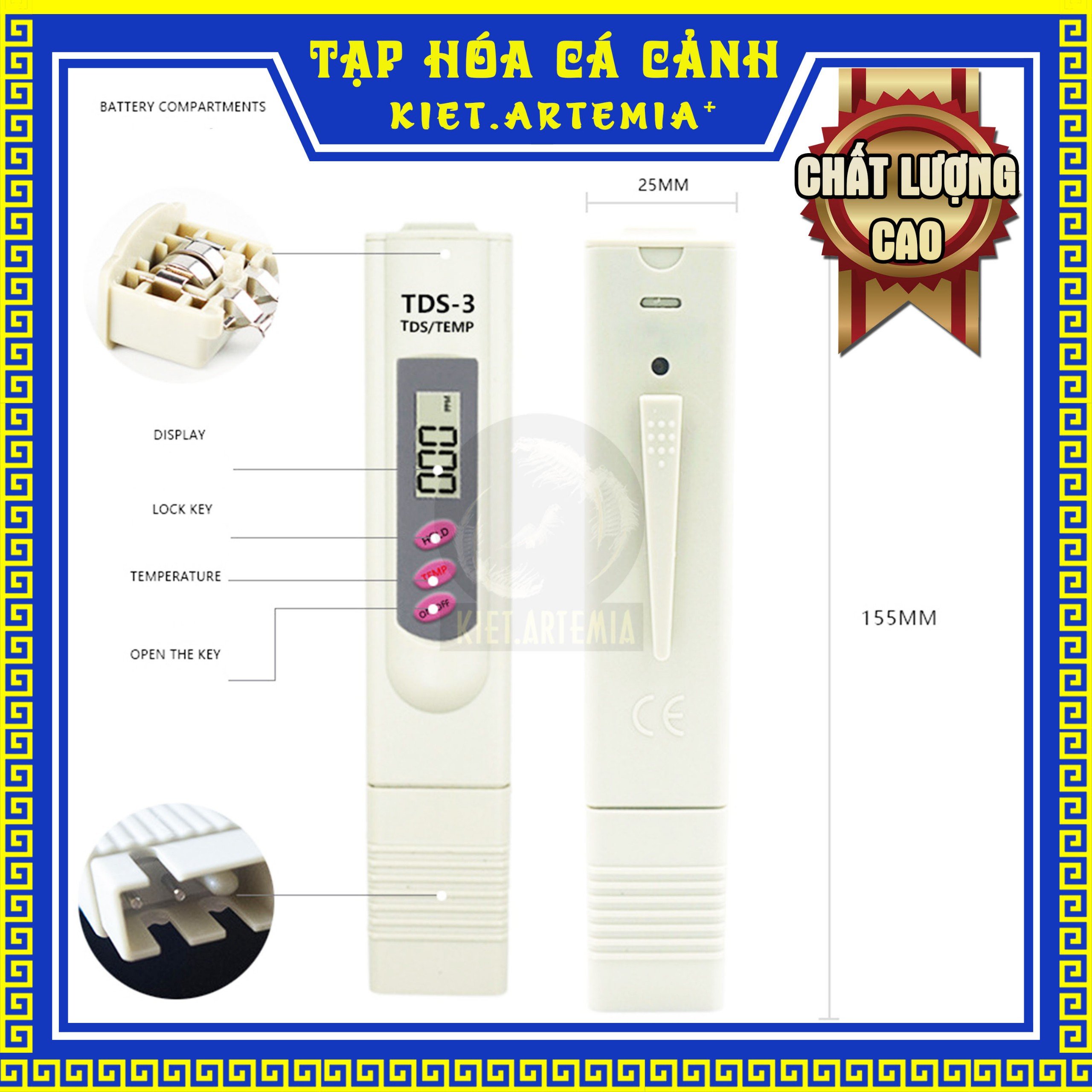 Bút đo chất lượng nước tds-3, dùng cho cá cảnh