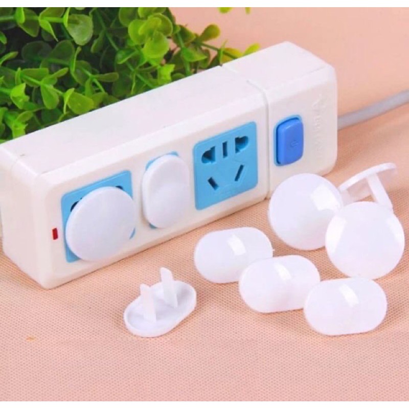COMBO 5 Nút bịt ổ điện 2 chân, 3chân // Nút bịt nhựa cao cấp trắng A70