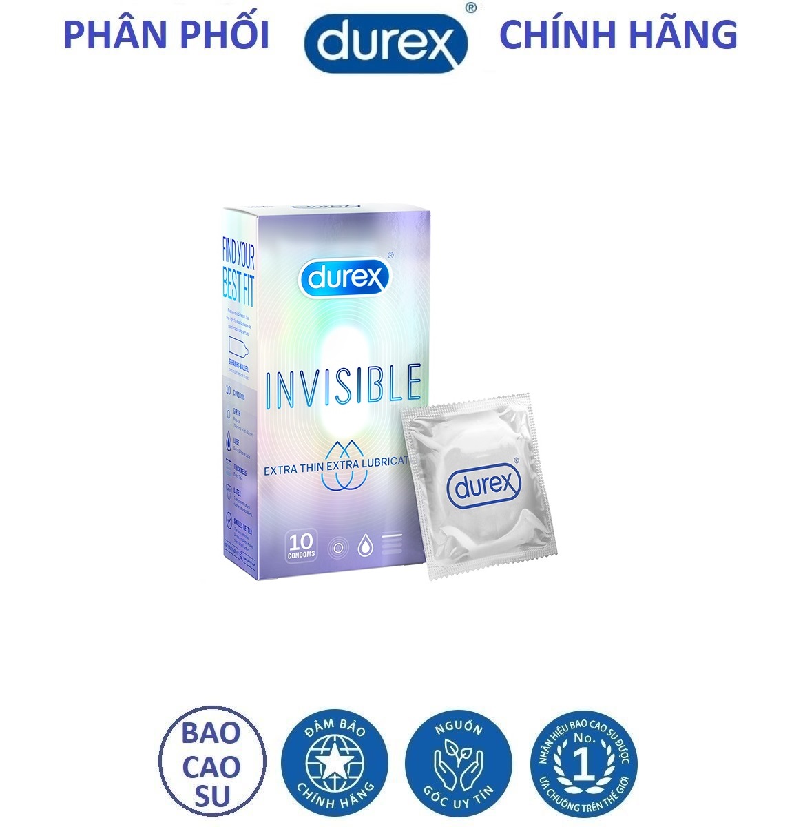 [HCM]Hộp bao cao su Durex Invisible 10 chiếc