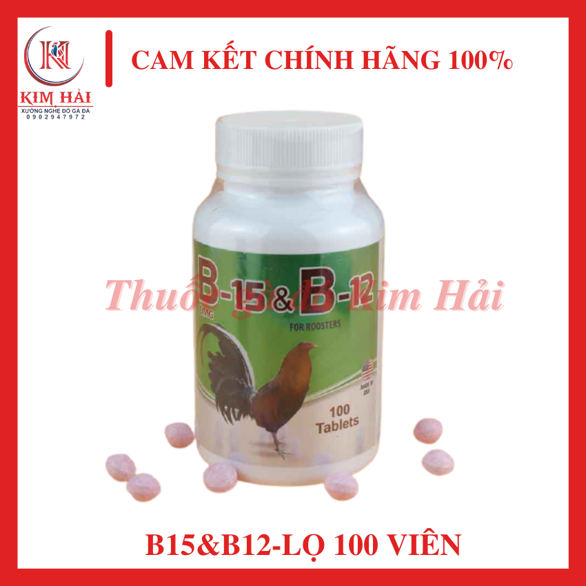 B15&B12-hàng Interfama Mỹ [hộp 100 viên nguyên rin]-Dùng cho gà uống trực tiếp, ngăn ngừa thiếu máu, tái sinh hồng cầu, giải độc cơ thể cho gà đá-thuốc nuôi gà hiệu quả.