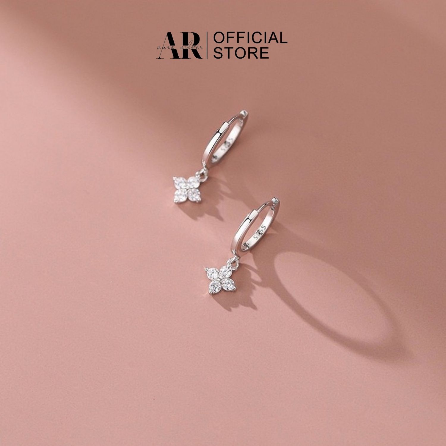 Bông tai bạc nữ 925 xi kim khuyên tai tròn Luna-KT44