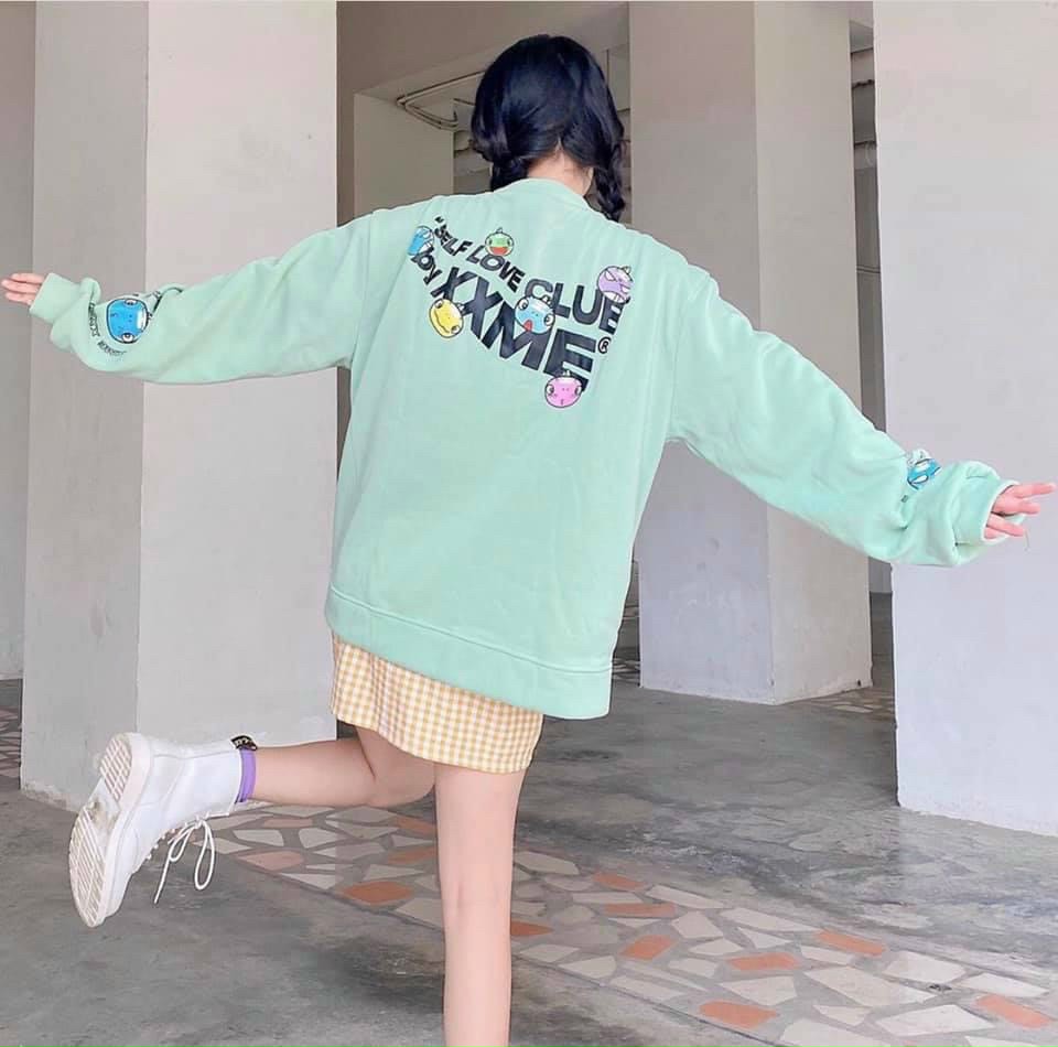 [HCM]Áo Khoác Cardigan Nỉ Ngoại Form Rộng Phối Màu Trẻ Trung in Hình Năng Động.Tp