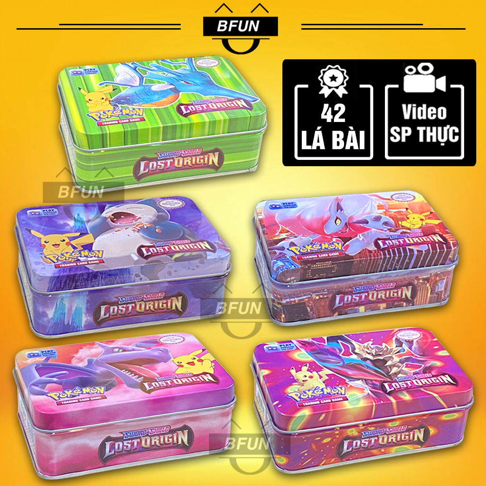 Bộ bài pokemon sun moon hộp sắt cao cấp - 42 thẻ bài - đồ chơi cho bé, trẻ em bfun