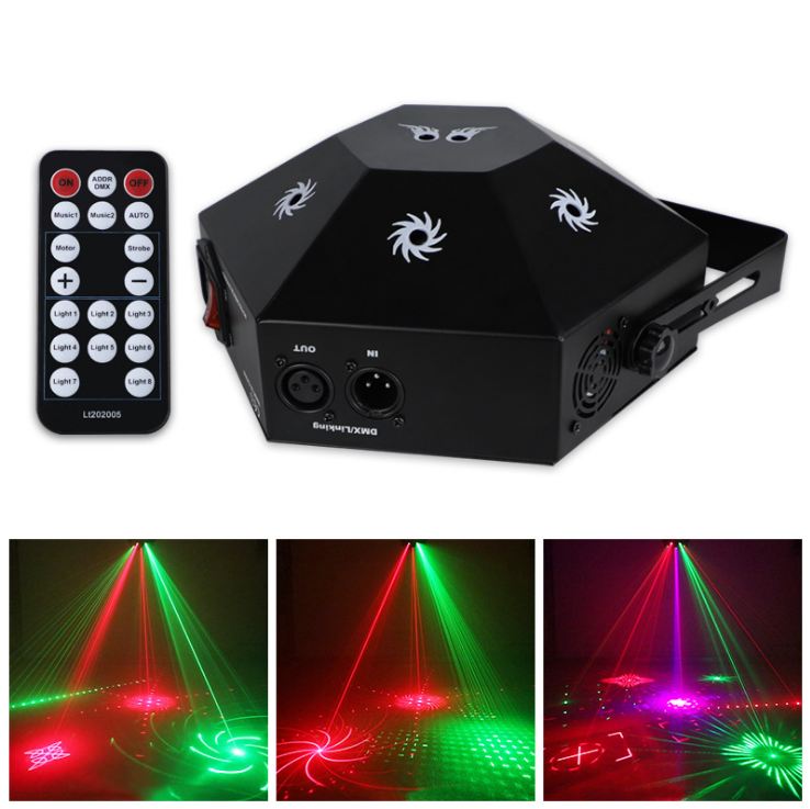 Đèn LASER cảm biến theo nhạc, 8 lỗ ánh sáng laze cực đẹp - Nhận hàng không giống như video, hình ảnh hoàn tiền 100% và được bảo hành 1 đổi 1