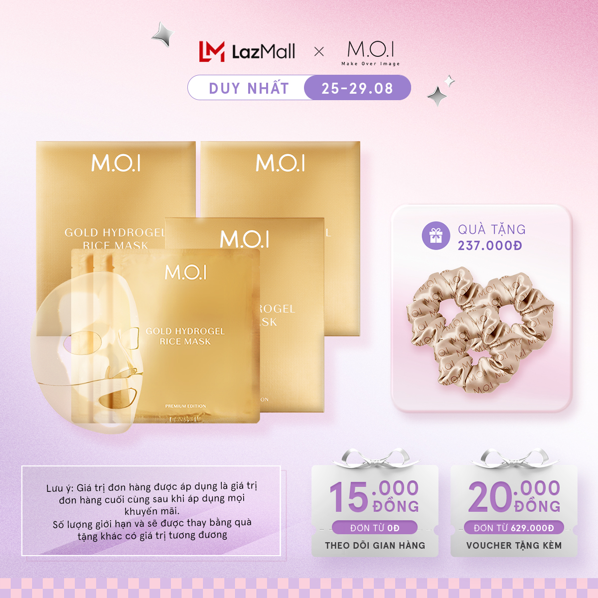 Combo 3 hộp mặt nạ gạo hydrogel vàng phiên bản cao cấp - hộp 3 miếng