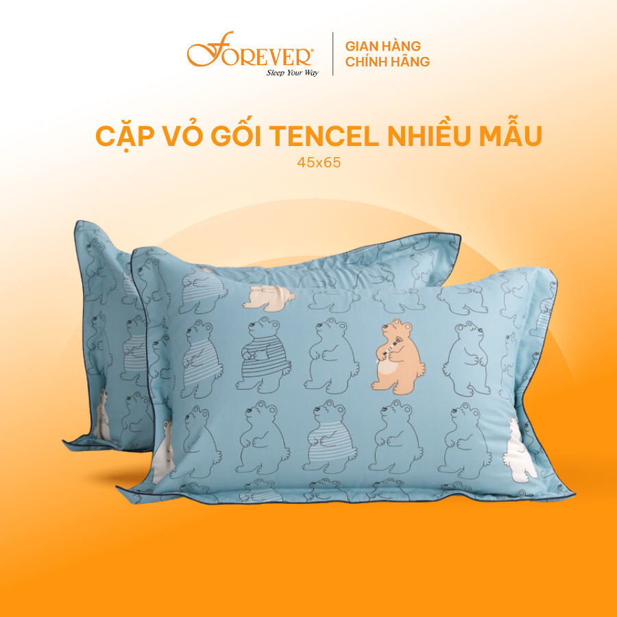 Cặp vỏ gối nằm Forever size 45x65 chất liệu 100% Tencel cao cấp mềm mịn mát