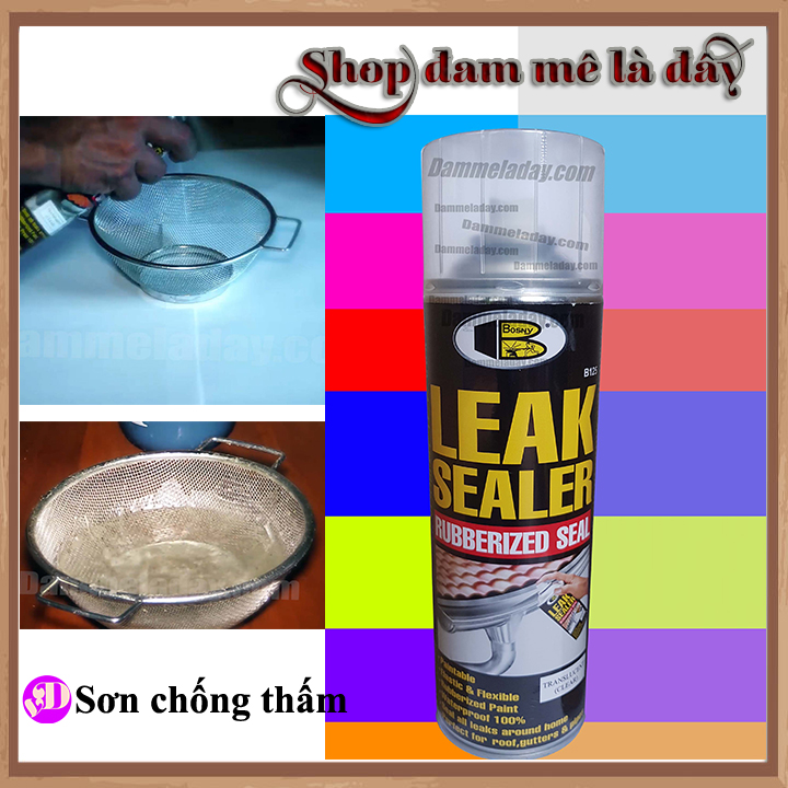 Sơn chống thấm Leak Sealer Bosny Thái Lan, dung tích 600ml - xịt chống thấm, chống dột mái tôn, chống thấm nước