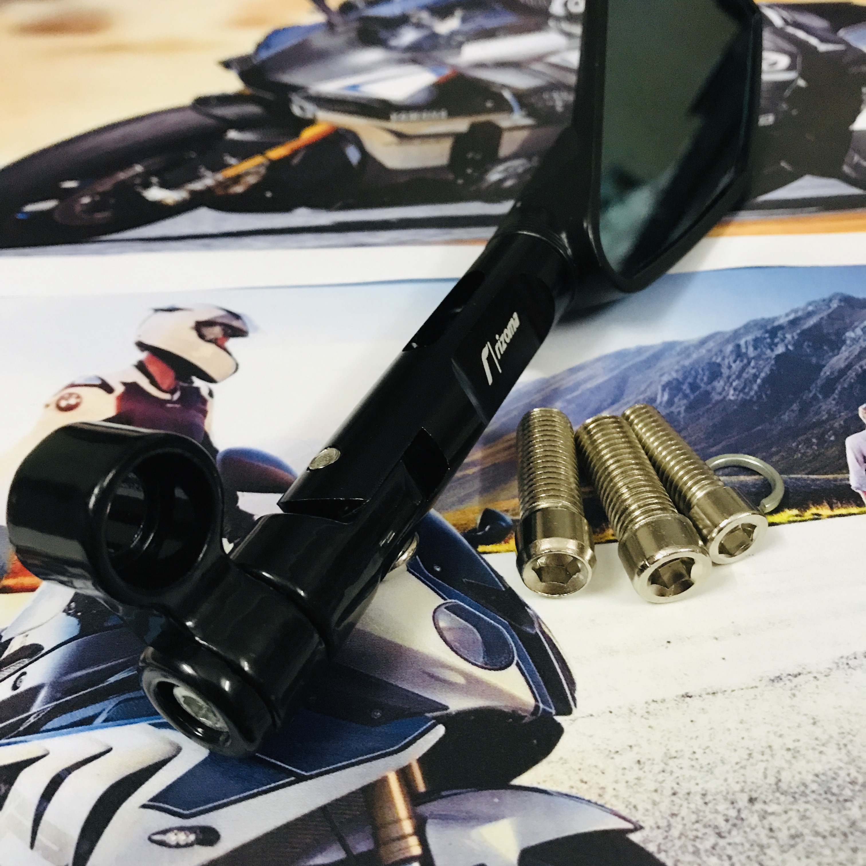 Gương chiếu hậu rizoma 5 cạnh xe máy kiếng xe máy nhập khẩu cao cấp đồ chơi kiểng xe máy dùng cho xe SH VARIO EXCITER WINNER PCX... màu đen