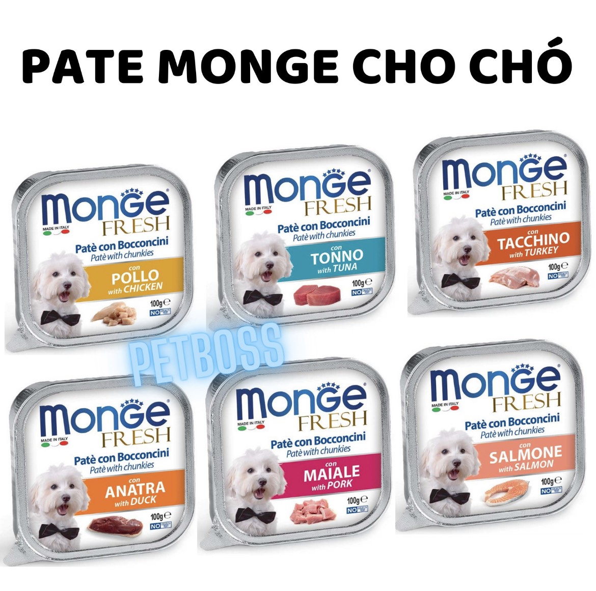 Pate monge cho chó nhập khẩu ý nhiều vị