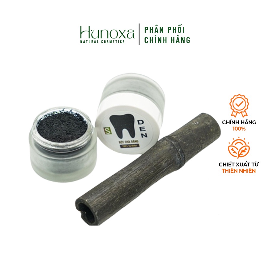 Tẩy trắng răng than hoạt tính DEN Htx Sinh dược, bột tẩy trắng răng than tre hữu cơ 20gram - HUNOXA