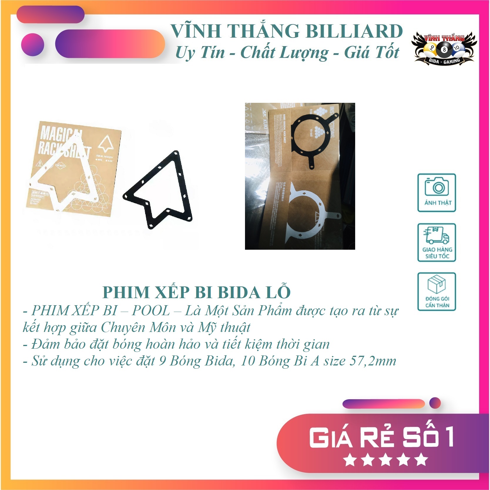 Phim xếp bi bida lỗ pool - hỗ trợ xếp bi nhanh và chuẩn xác