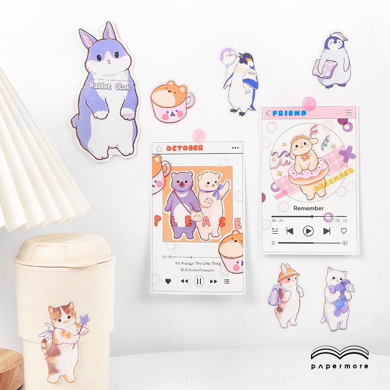Đồ chơi hình dán 20 miếng sticker hình dán họa tiết siêu cute trang trí sổ tay, Set đồ chơi hình dán động vật dễ thương