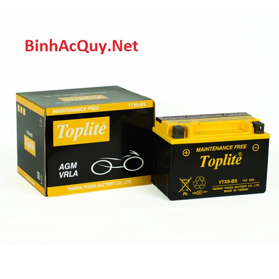 Bình ắc quy toplite ytx9-bs cho xe vespa, spacy