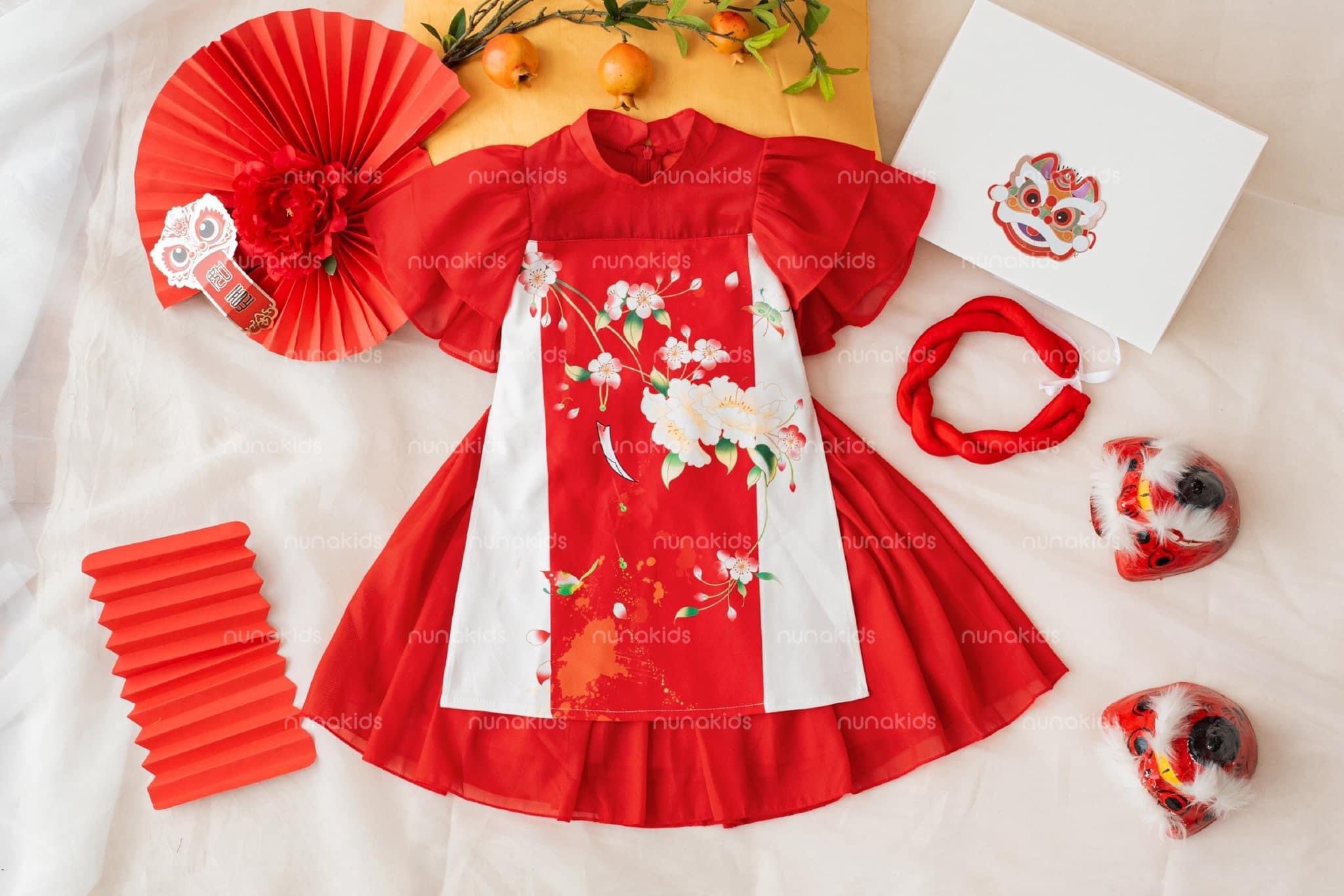 Set ao dài cách tân bé gái 3 chi tiết