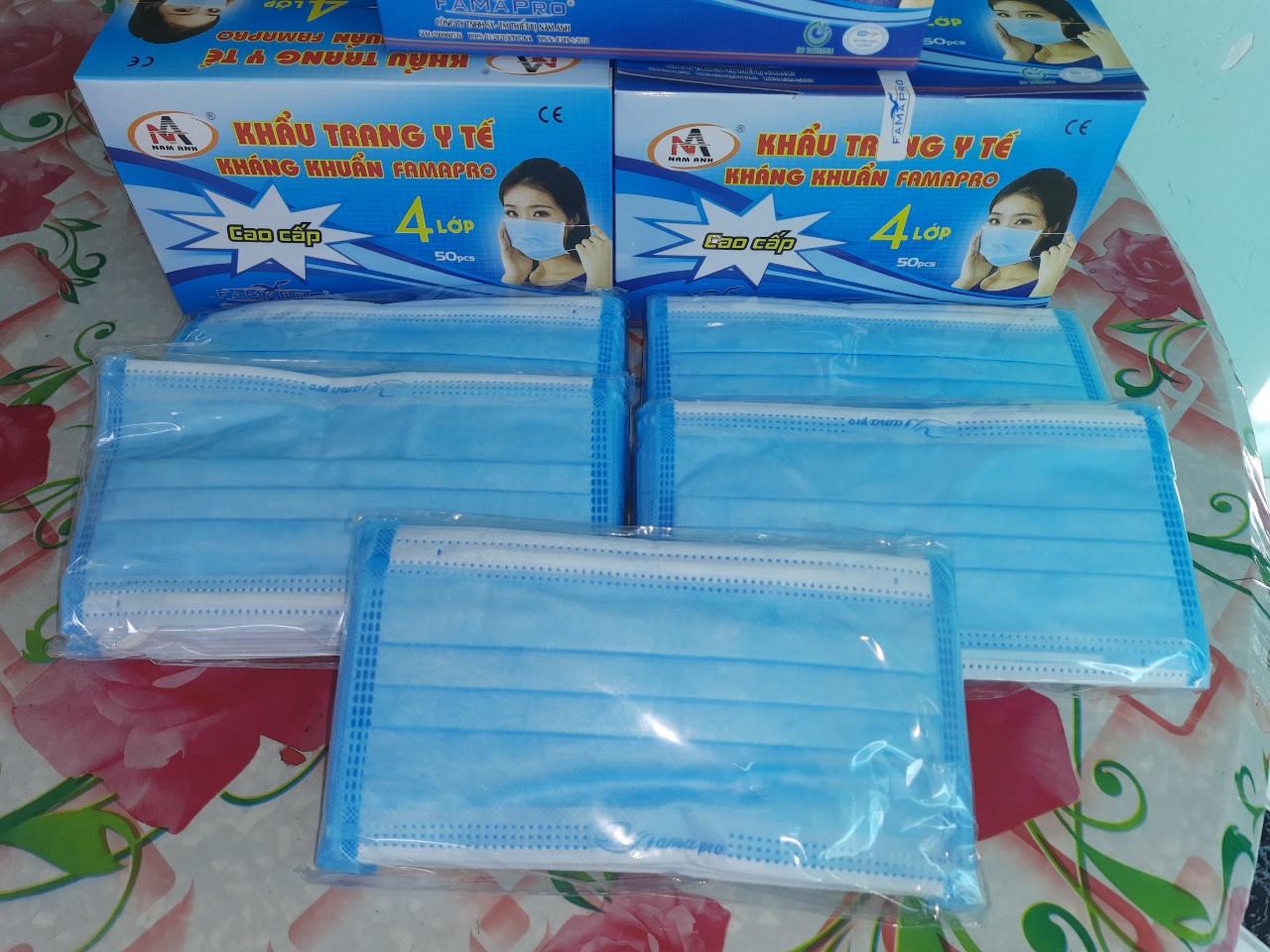 Combo 5 hôp (250cái)  khẩu trang 4 lớp kháng khuẩn Nam Anh Famapro