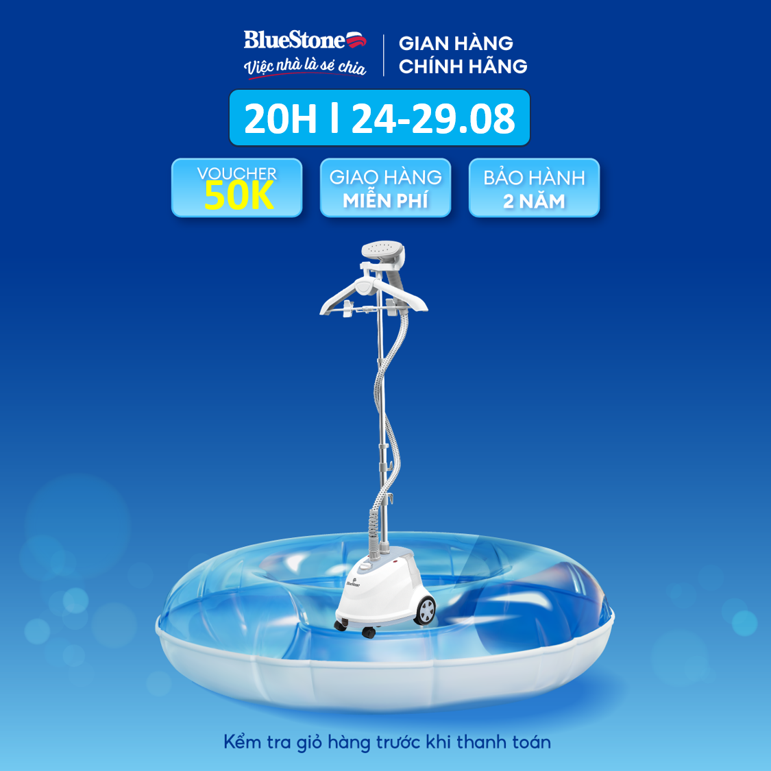 Bàn Ủi Hơi Nước Đứng BlueStone GSB-3911 - Công suất 1800W - Dung tích bình chứa 1.6L - 6 chế độ, phun hơi mạnh 30g/phút - Bảo hành 2 năm - Hàng chính hãng