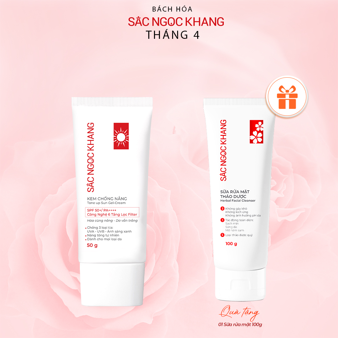 [Tặng Tẩy tế bào chết 120g] ]Kem chống nắng Sắc Ngọc Khang SPF 50 PA++++ hiệu quả chống nắng tối ưu bảo vệ da cả ngày dài (tuýp 50g)