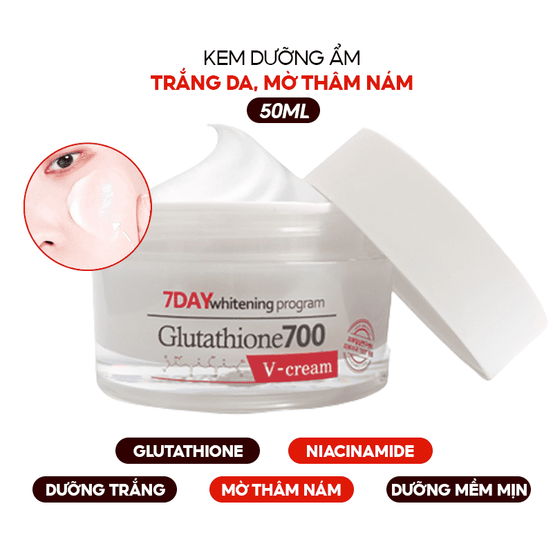 Kem Dưỡng Trắng Da Mờ Thâm Nám Chỉ Trong 7 Ngày Angels Liquid 7 Day Glutathione 700 V-Cream 50ml