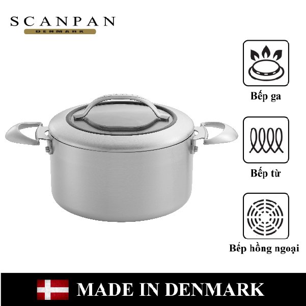 Nồi chống dính scanpan ctx 3.5/4.8/6.5l dùng bếp từ, đúc liền 7 lớp, bảo hành 3 năm, sản xuất đan mạch - 65252000/65252400/65252600