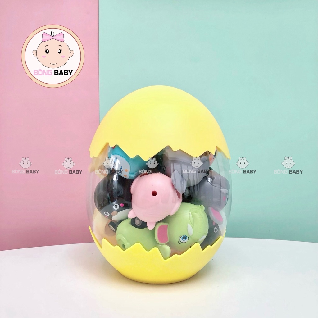 Set đồ chơi hình quả trứng 20 con vật chạy đà dây cót cho trẻ em bé trai gái - Bongbaby1989